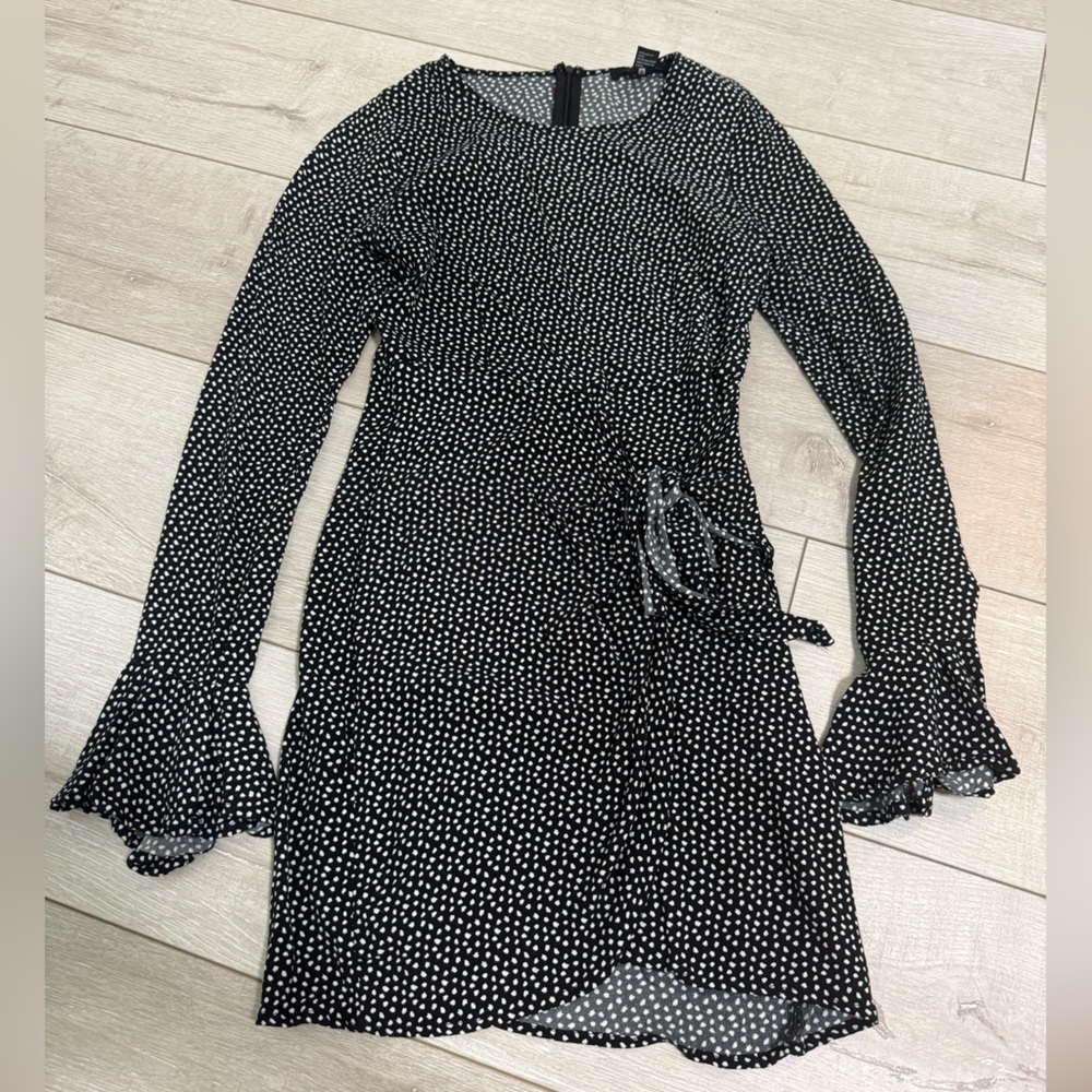 Polka Dot Long Sleeve Wrap Dress